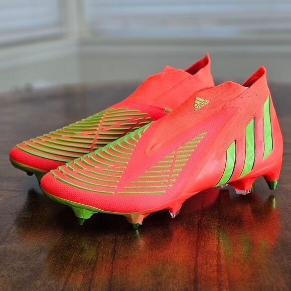 Adidas Predator Edge+ Plus SG Soccer Cleats Data Pack Women's 10 Solar Red Green - Picture 2 of 15